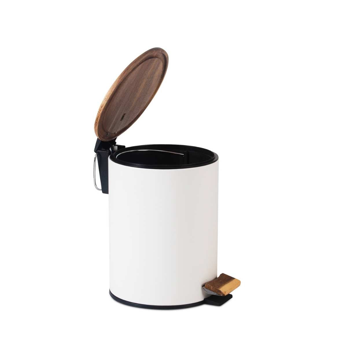 Andrea House Baño poubelle salle de bain blanc 5L métal bois