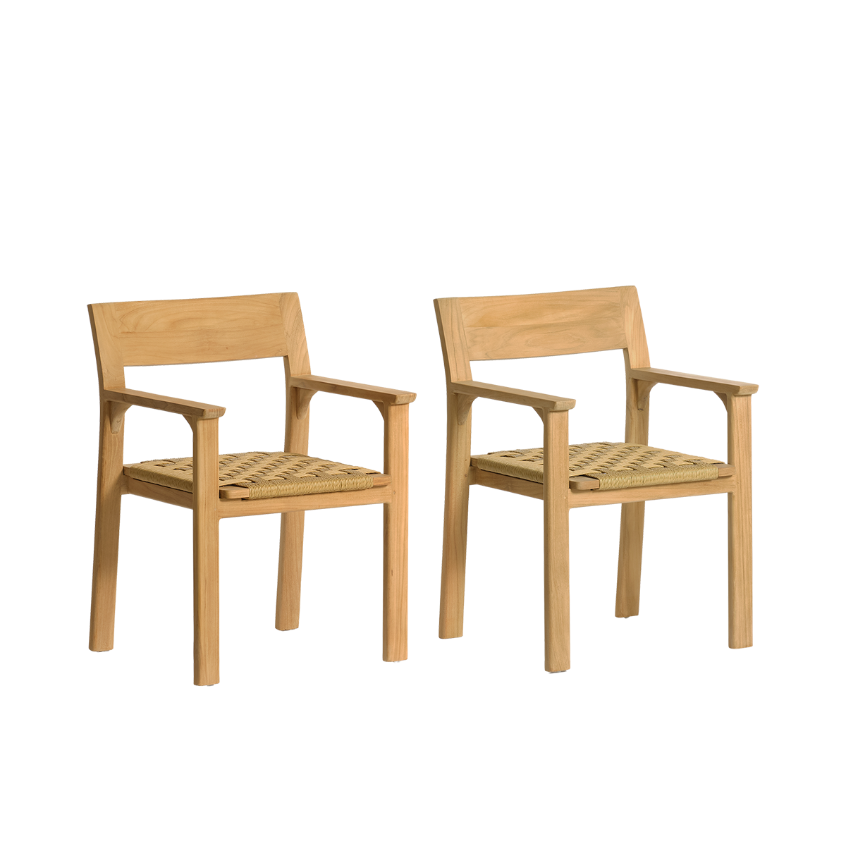 Berah Getah Piana fauteuil jardin teck rotin lot de 2