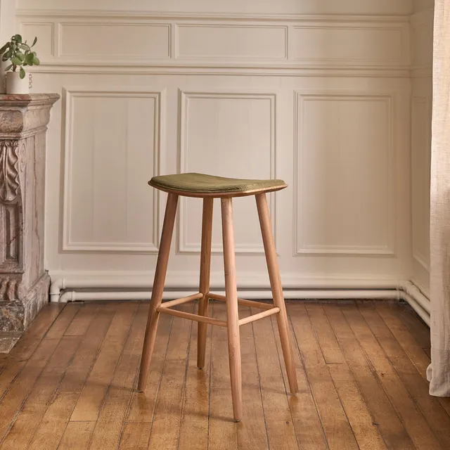 Berah Getah Ambre tabouret de bar teck kaki 75 cm
