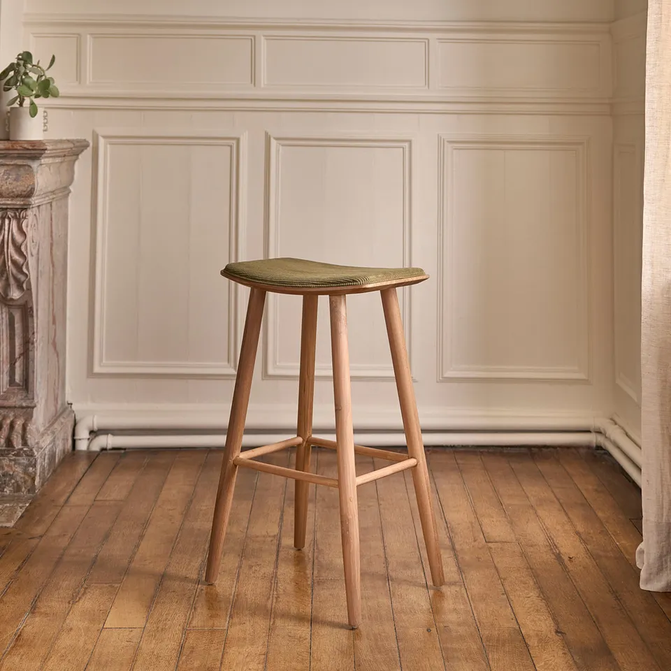 Berah Getah Ambre tabouret de bar teck kaki 75 cm
