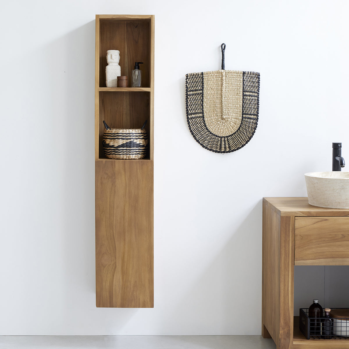 Berah Getah colonne salle de bain teck 150 cm suspendue