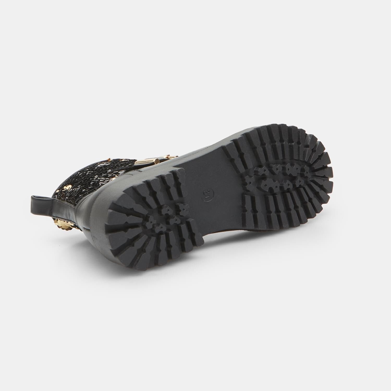 Bata bottes fille paillettes noir doré zip