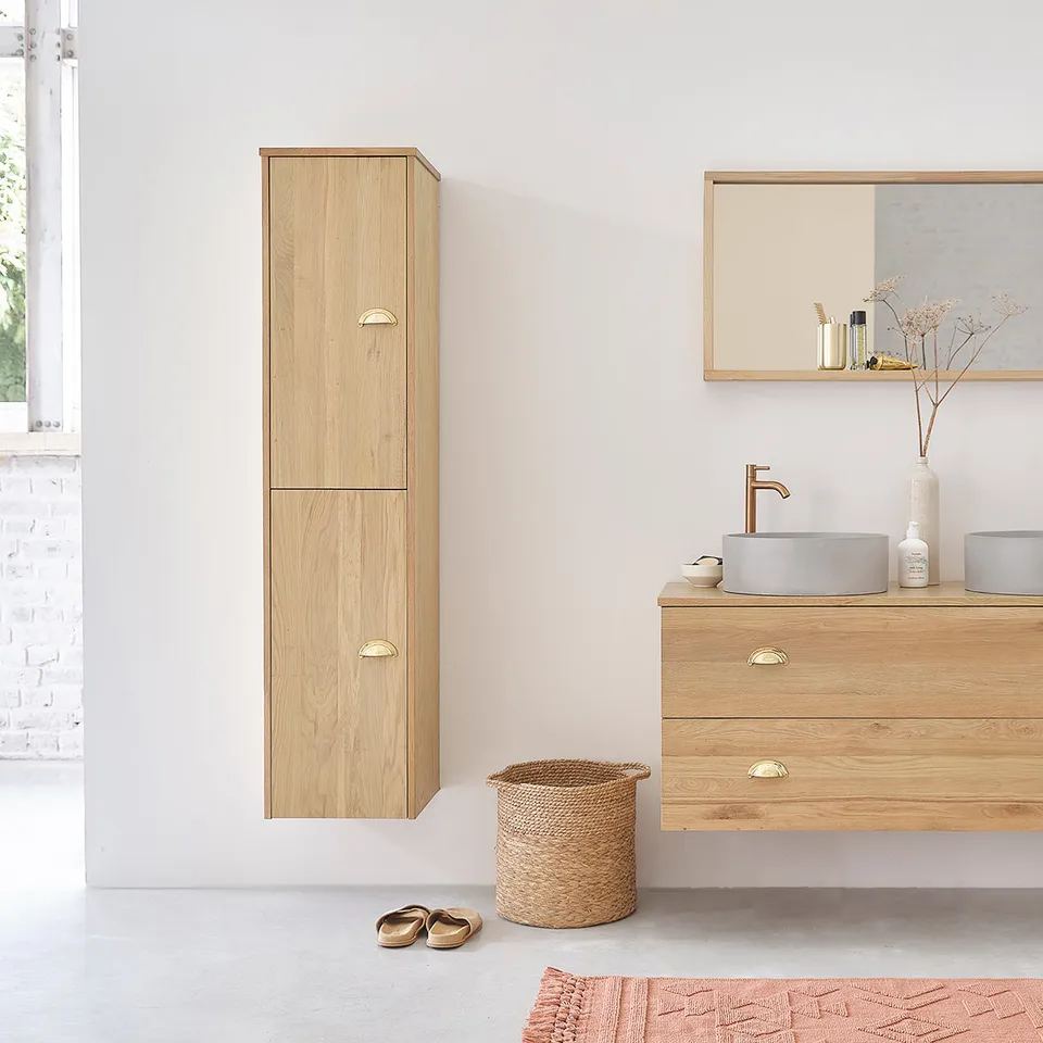 Berah Getah colonne salle de bain chêne 150 cm 4 étagères