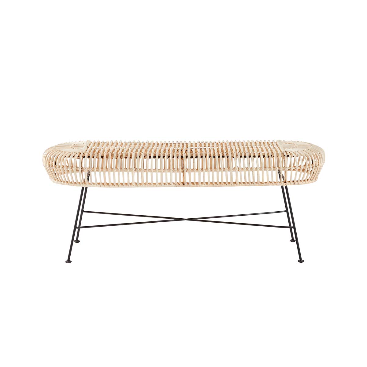 Berah Getah Bohema banc rotin et métal banquette entrée