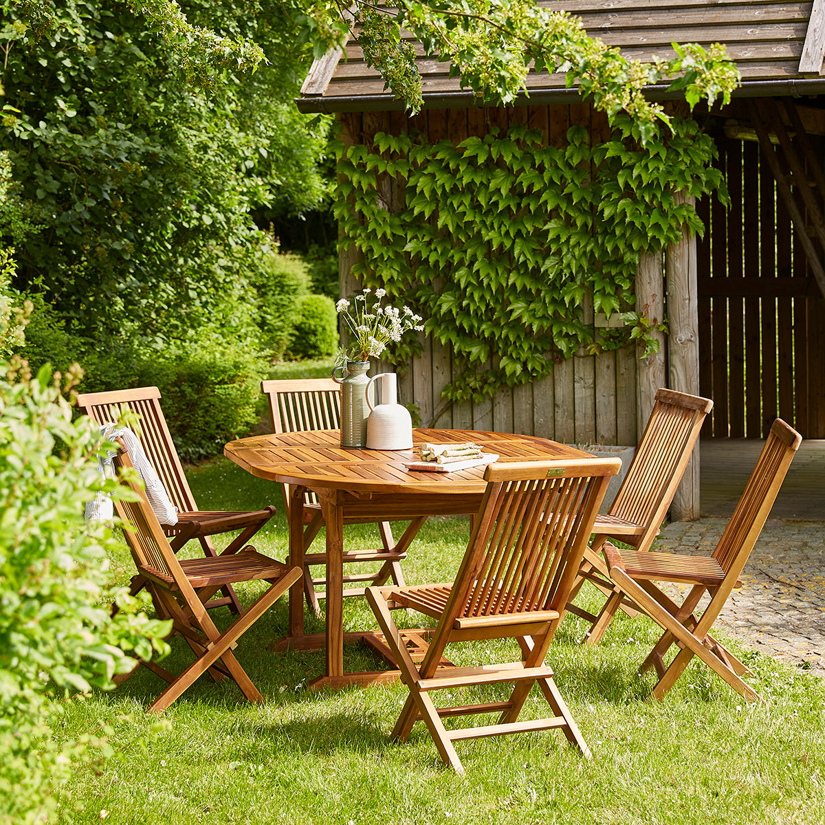 Berah Getah BALI chaise jardin teck huilé pliante lot 4