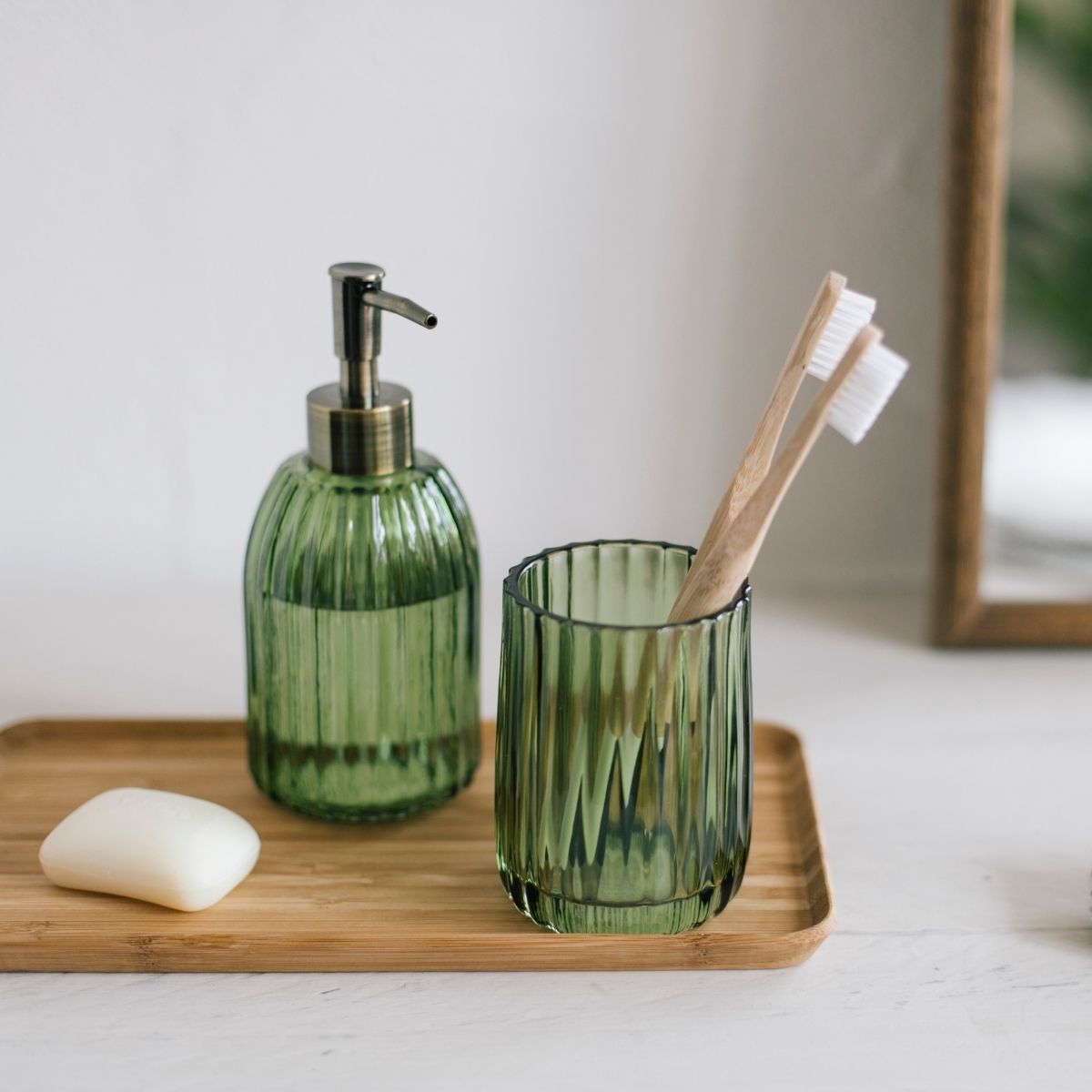Andrea House Porte-brosse à dents vert verre vintage