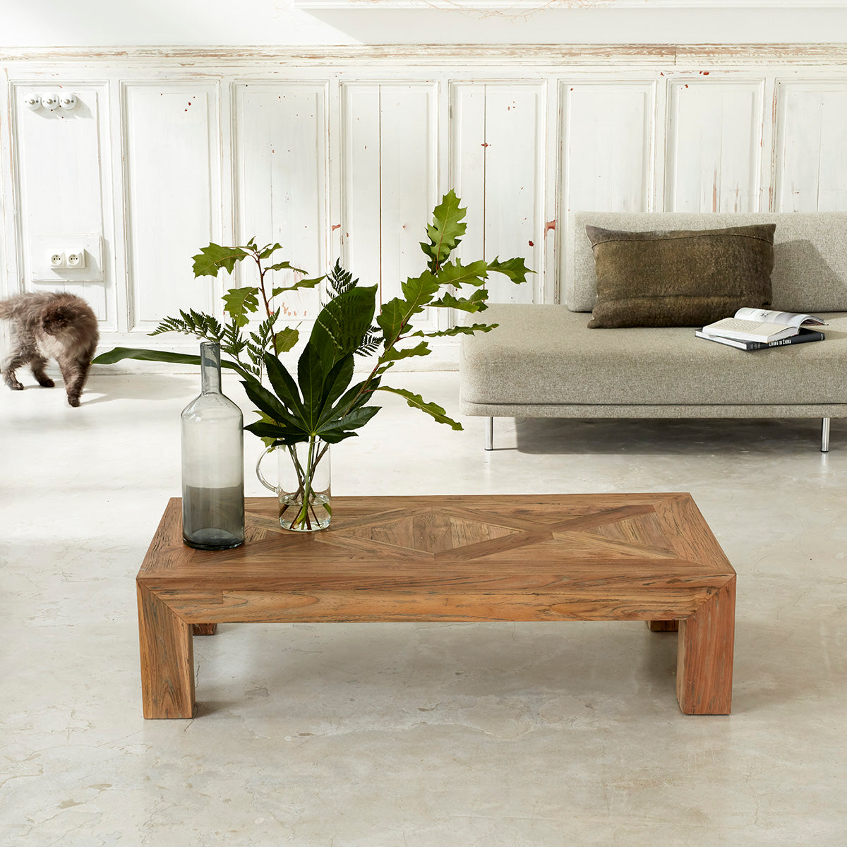 Berah Getah Cargo table basse teck recyclé 120 cm
