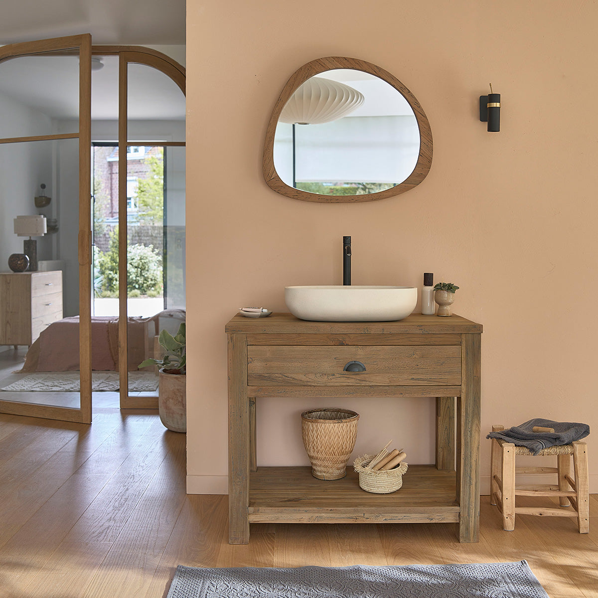 Berah Getah Austin miroir teck recyclé 70 cm