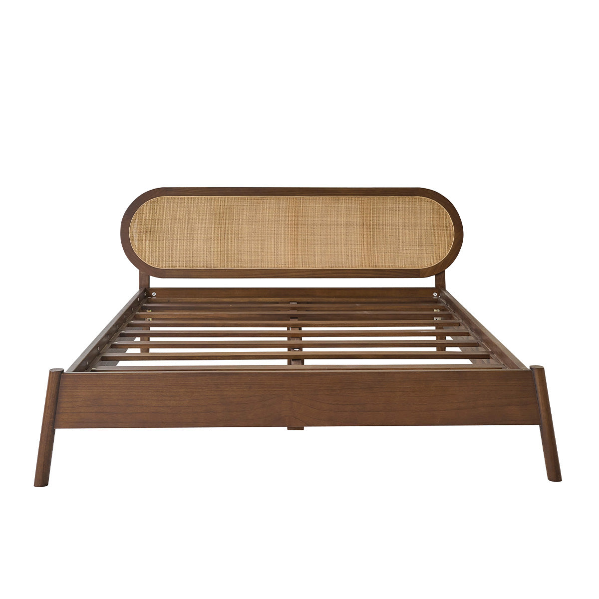 Berah Getah LILA lit bois 180 cm noyer cannage + sommier