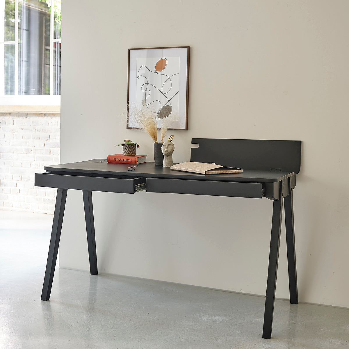 Berah Getah GLASGOW bureau manguier 130 cm noir