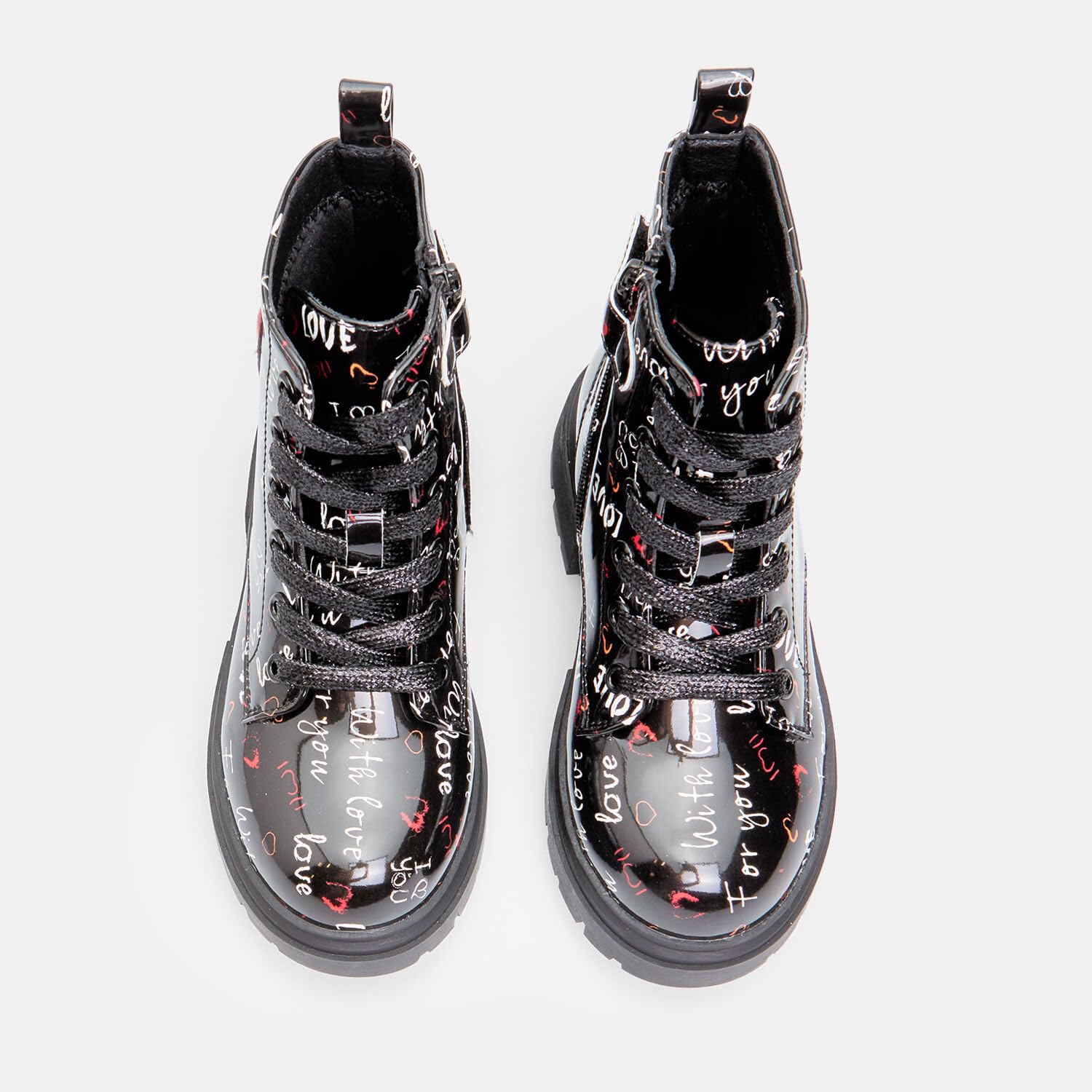 Bata bottine fille coeur lacets zip TPR