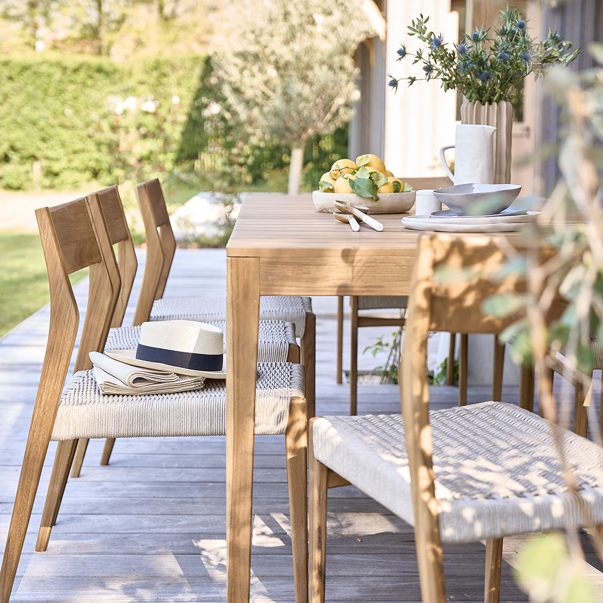 Berah Getah LIVIE salon jardin teck 8 pers cordage beige