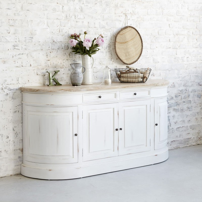 Berah Getah Demeure buffet blanc acajou teck 180 cm
