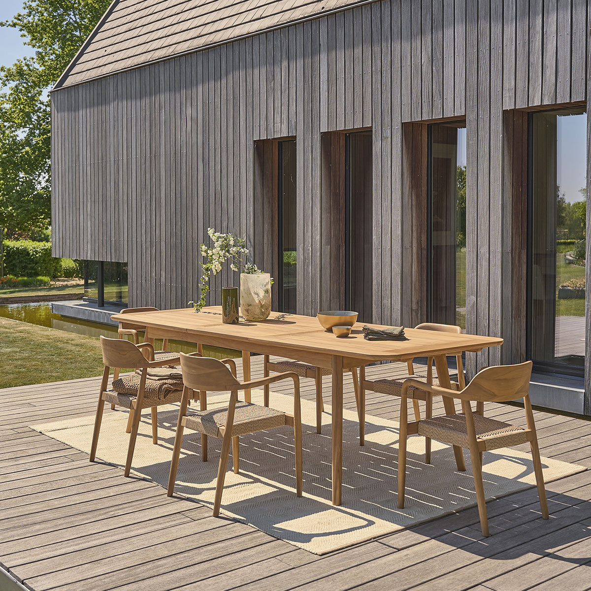 Berah Getah Aube table de jardin extensible teck 6/8 pers