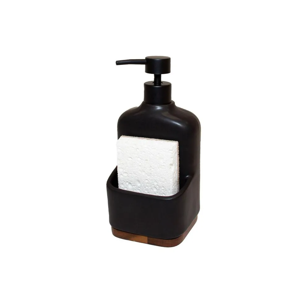 Andrea House Baño distributeur savon céramique noir acacia