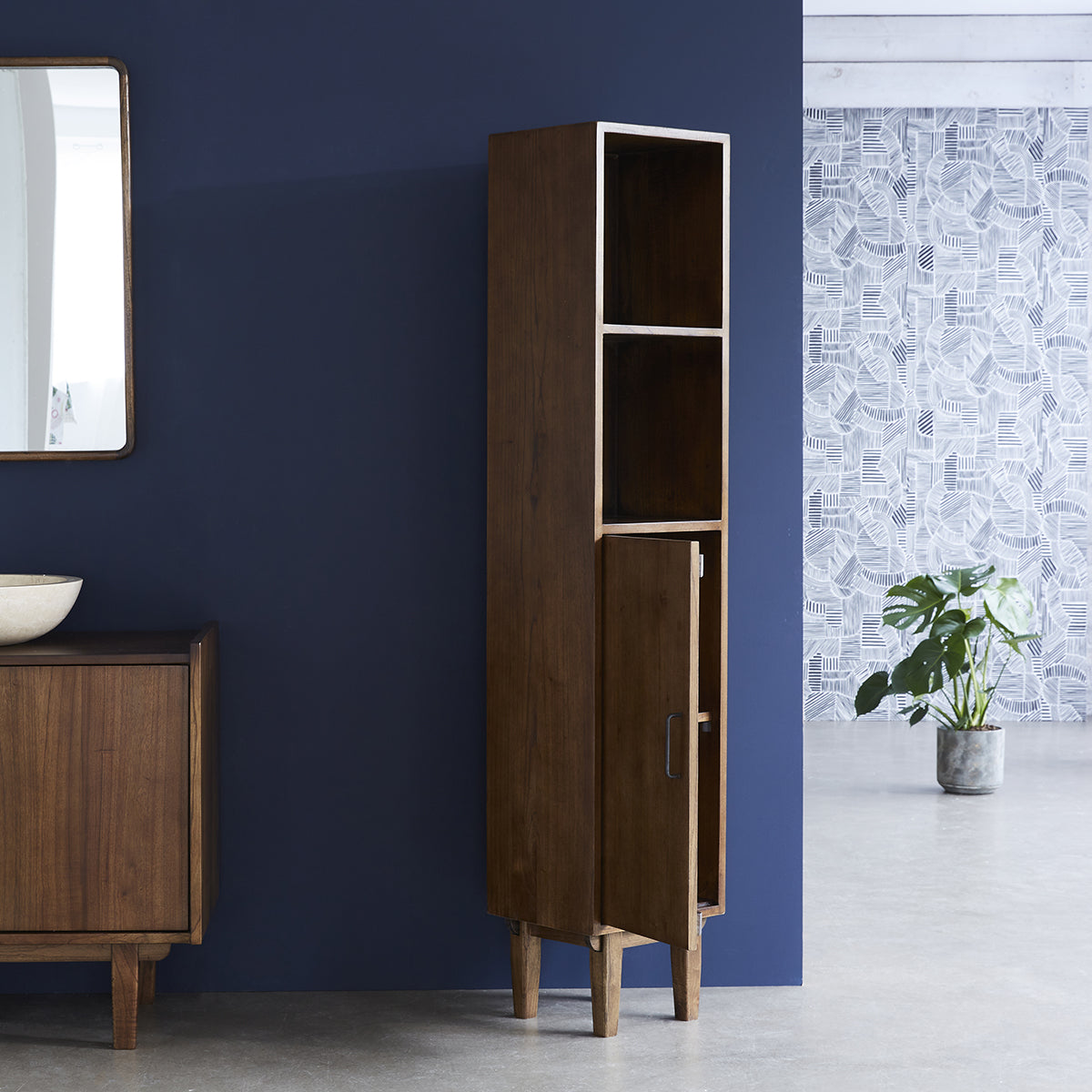 Berah Getah Vintage colonne salle de bain 170 cm bois foncé