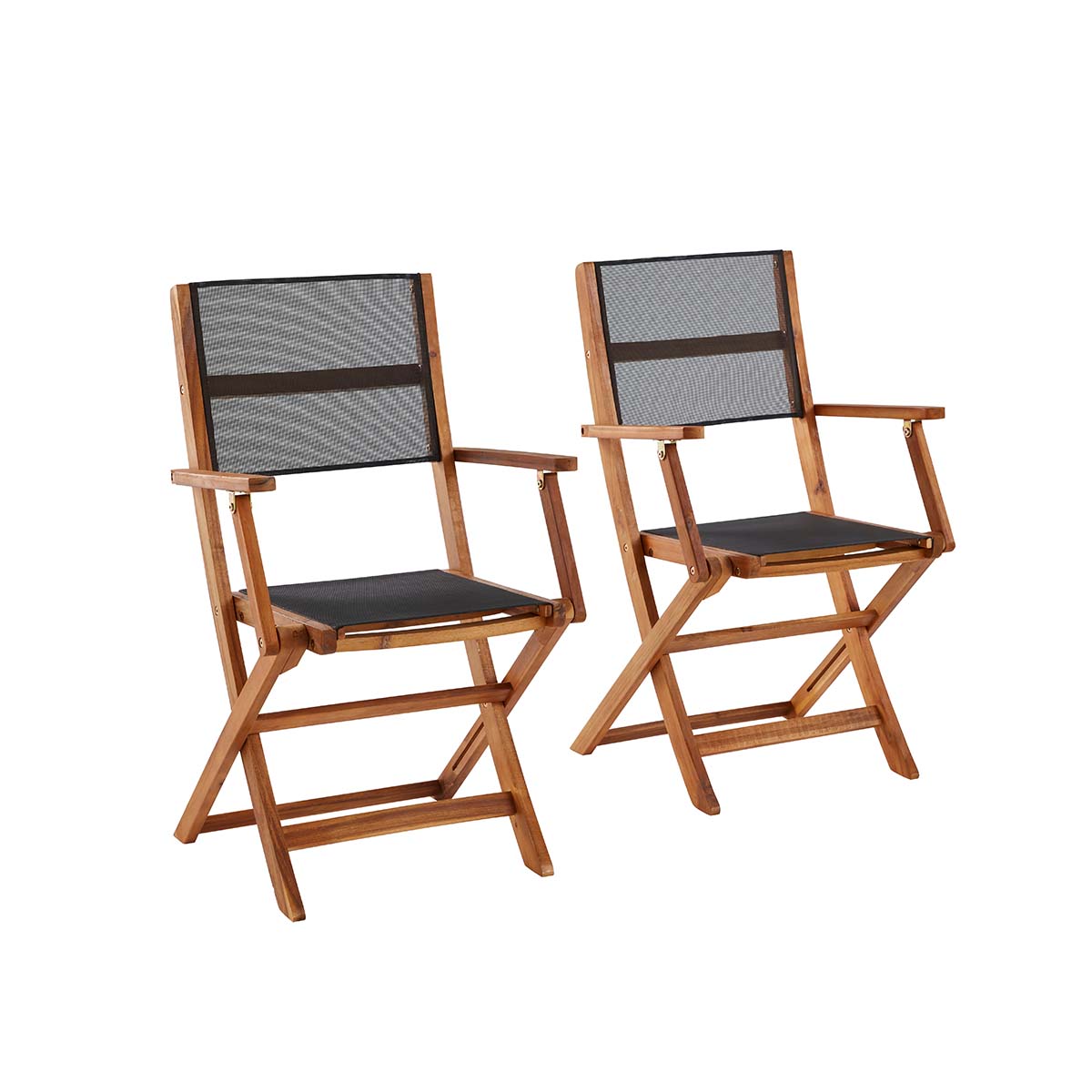Berah Getah Hanoï fauteuil jardin acacia noir lot de 2