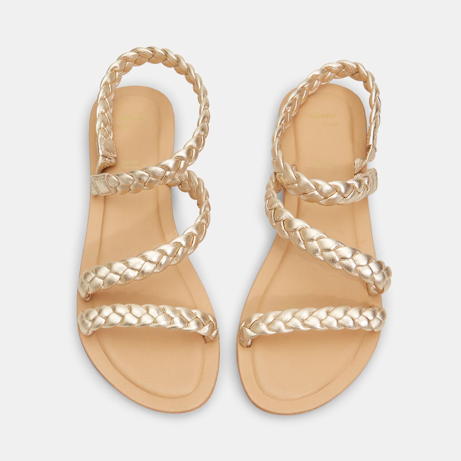 Bata Sandales plates femme cuir tressé été