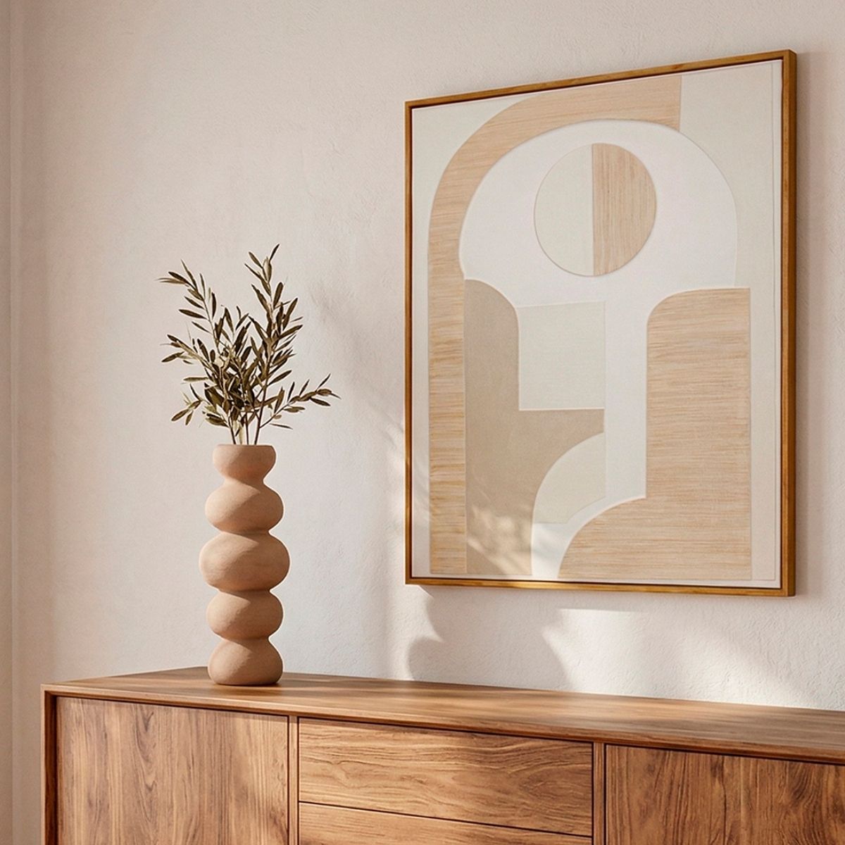 Andrea House Torino tableau abstrait beige blanc 80x100 cm