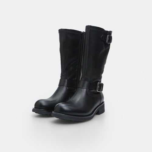 Bata Bottines Biker femme cuir double boucle