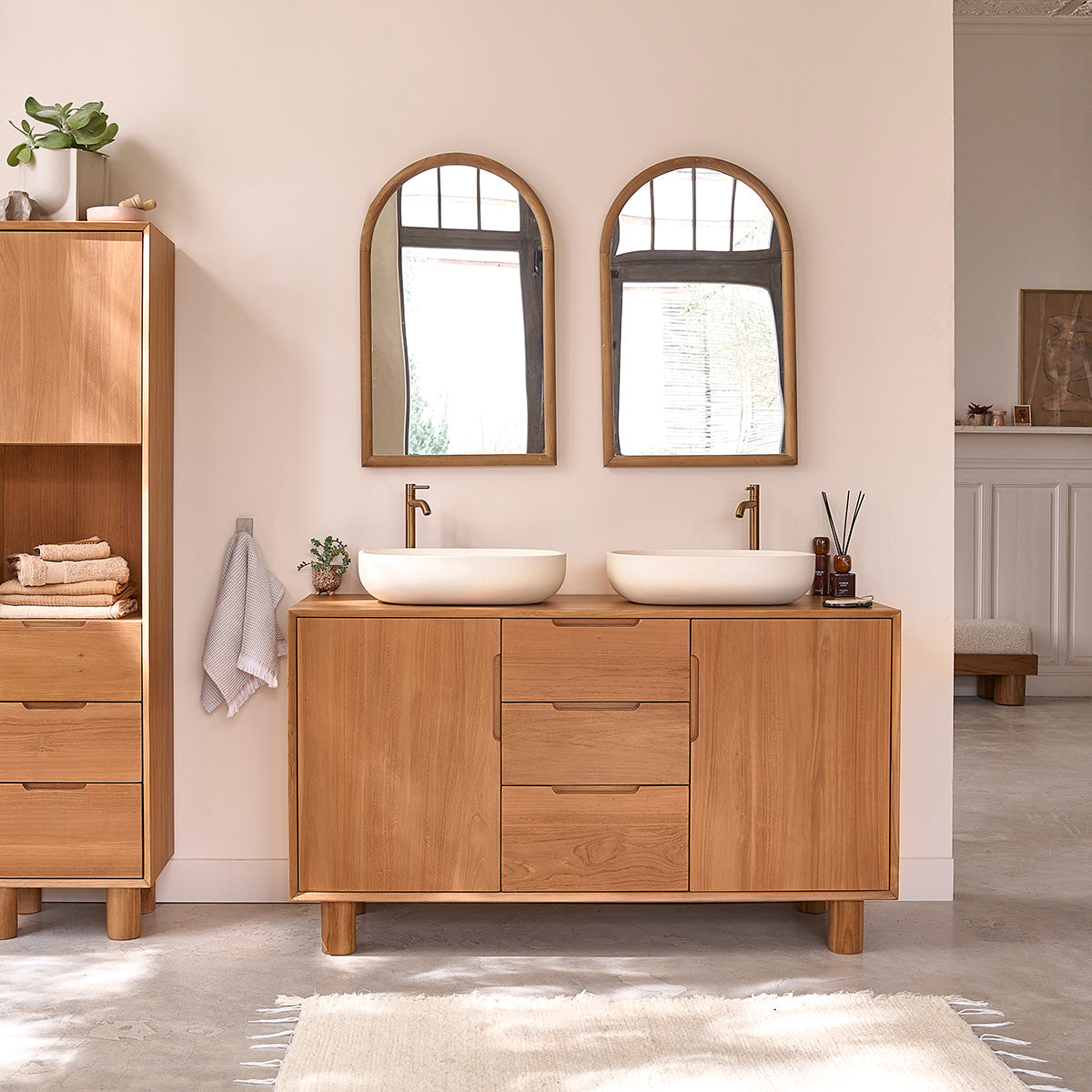 Berah Getah Gustave meuble salle de bain teck 140 cm