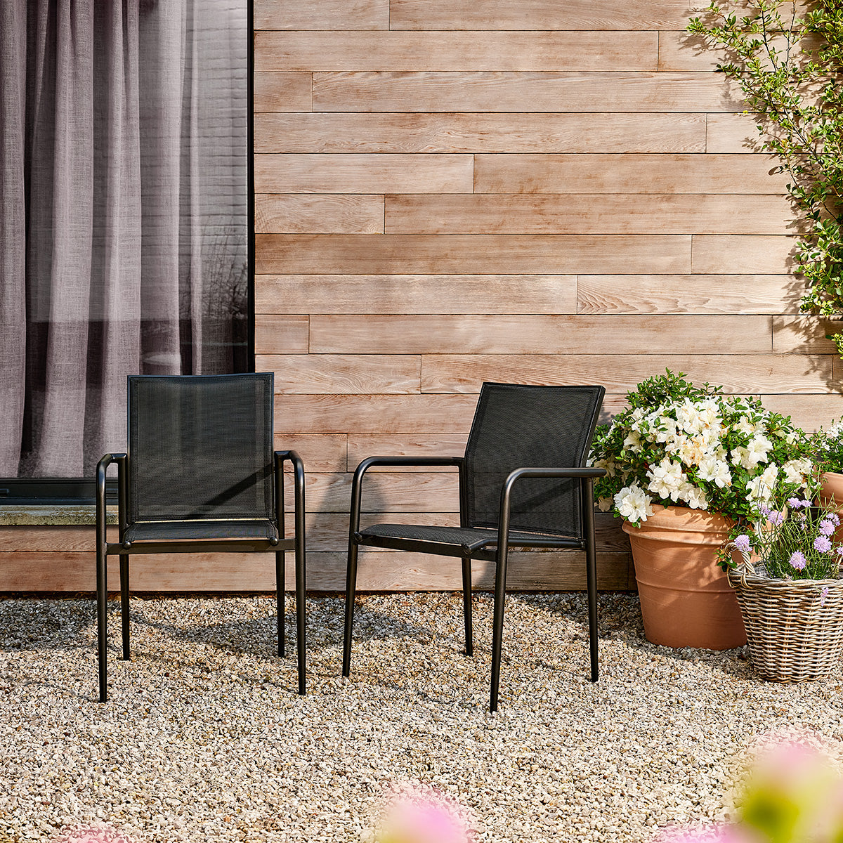 Berah Getah Basalt fauteuil jardin alu noir lot de 2