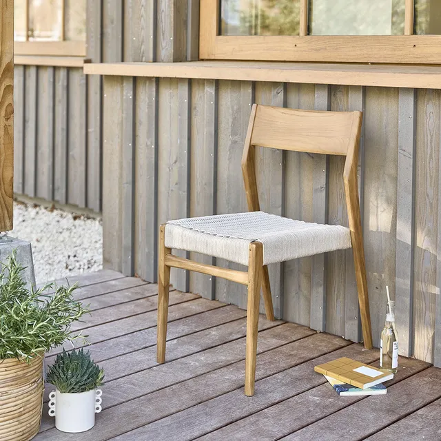 Berah Getah Livie chaise jardin teck cordage beige