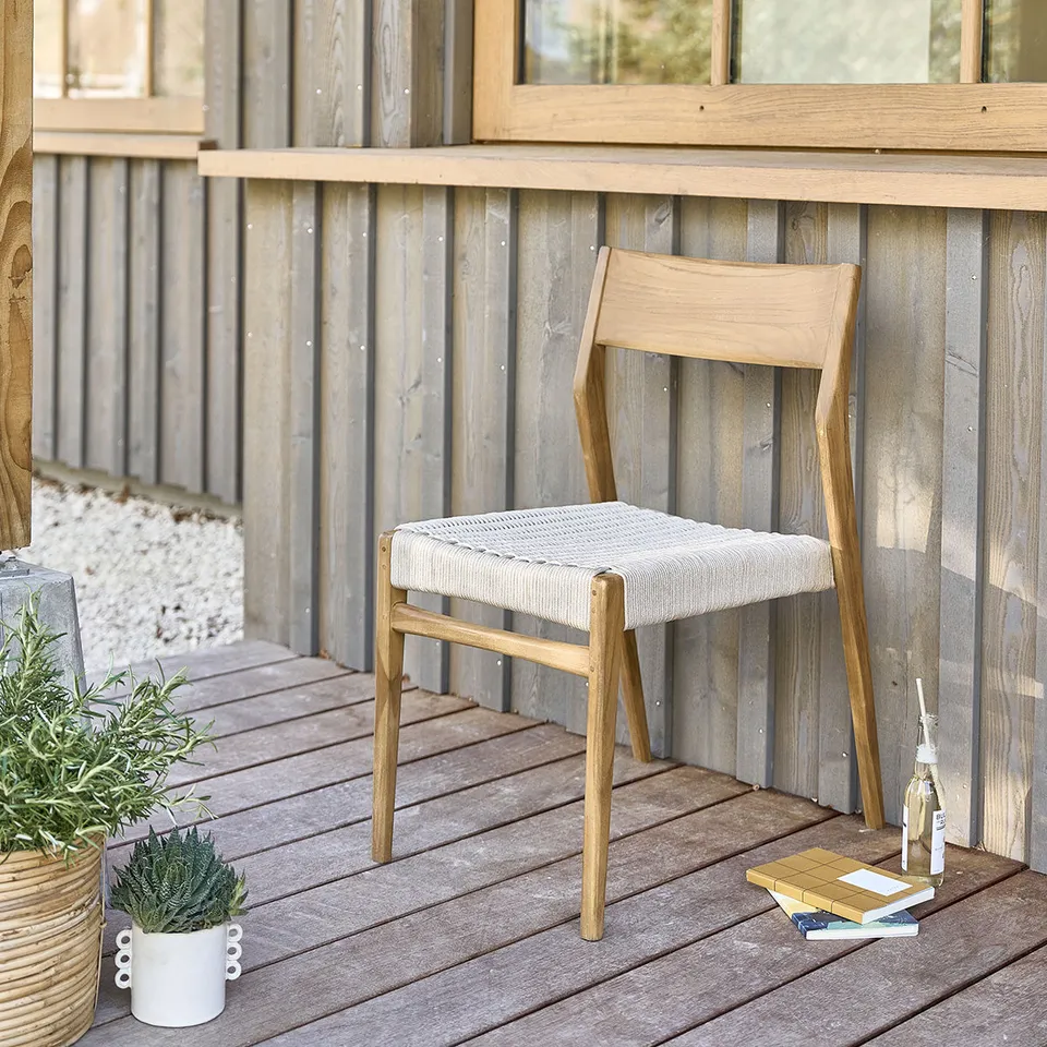Berah Getah Livie chaise jardin teck cordage beige