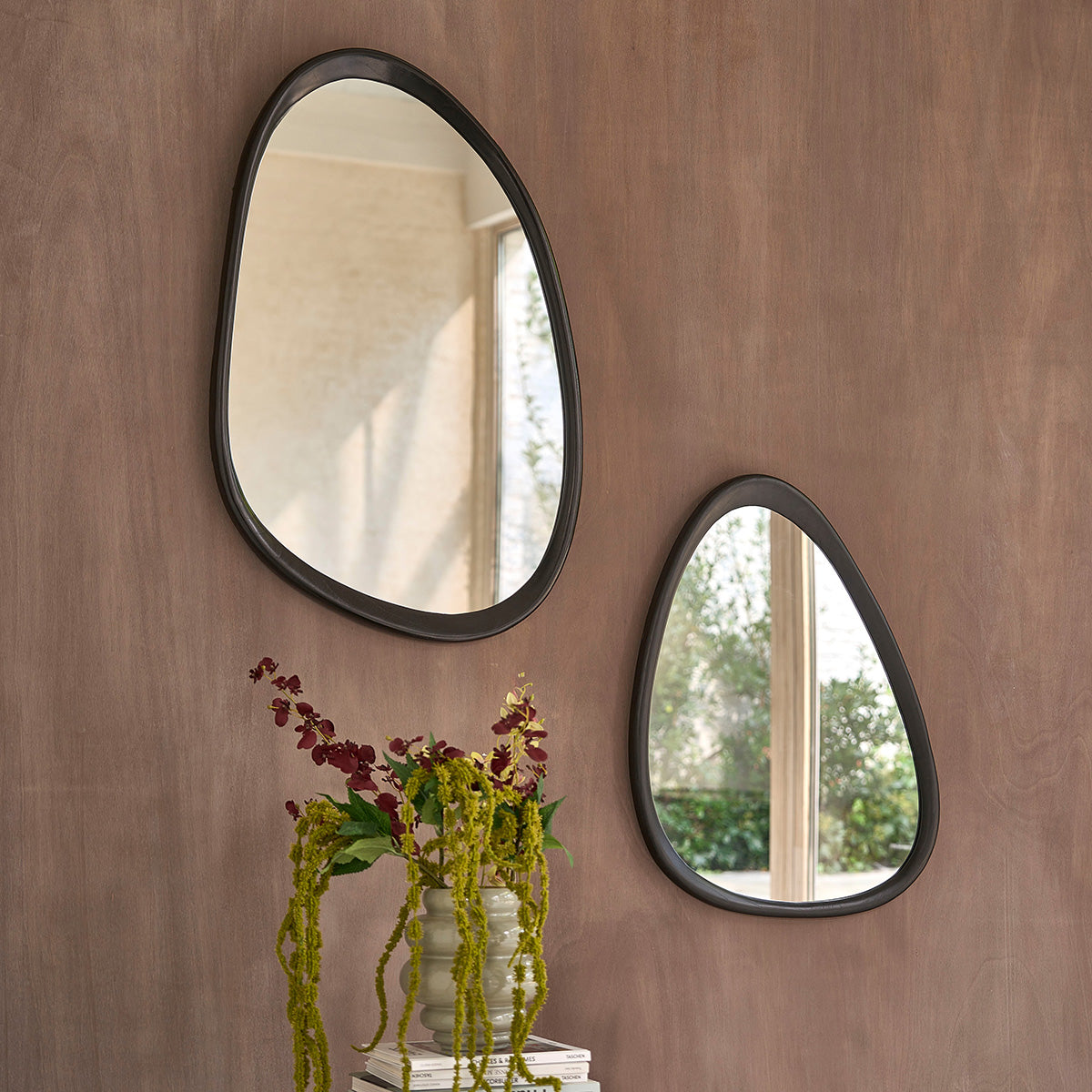 Berah Getah Thelma miroir organique mindi noir 75x60