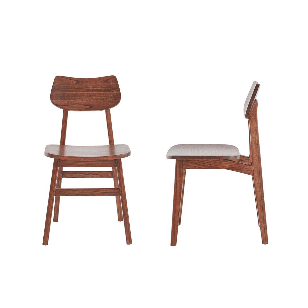 Berah Getah Milo chaise bois noyer lot de 2