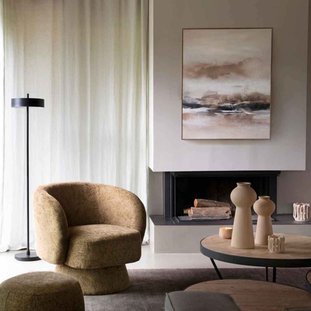 Andrea House Dakota tableau abstrait marron 80 x 100 cm