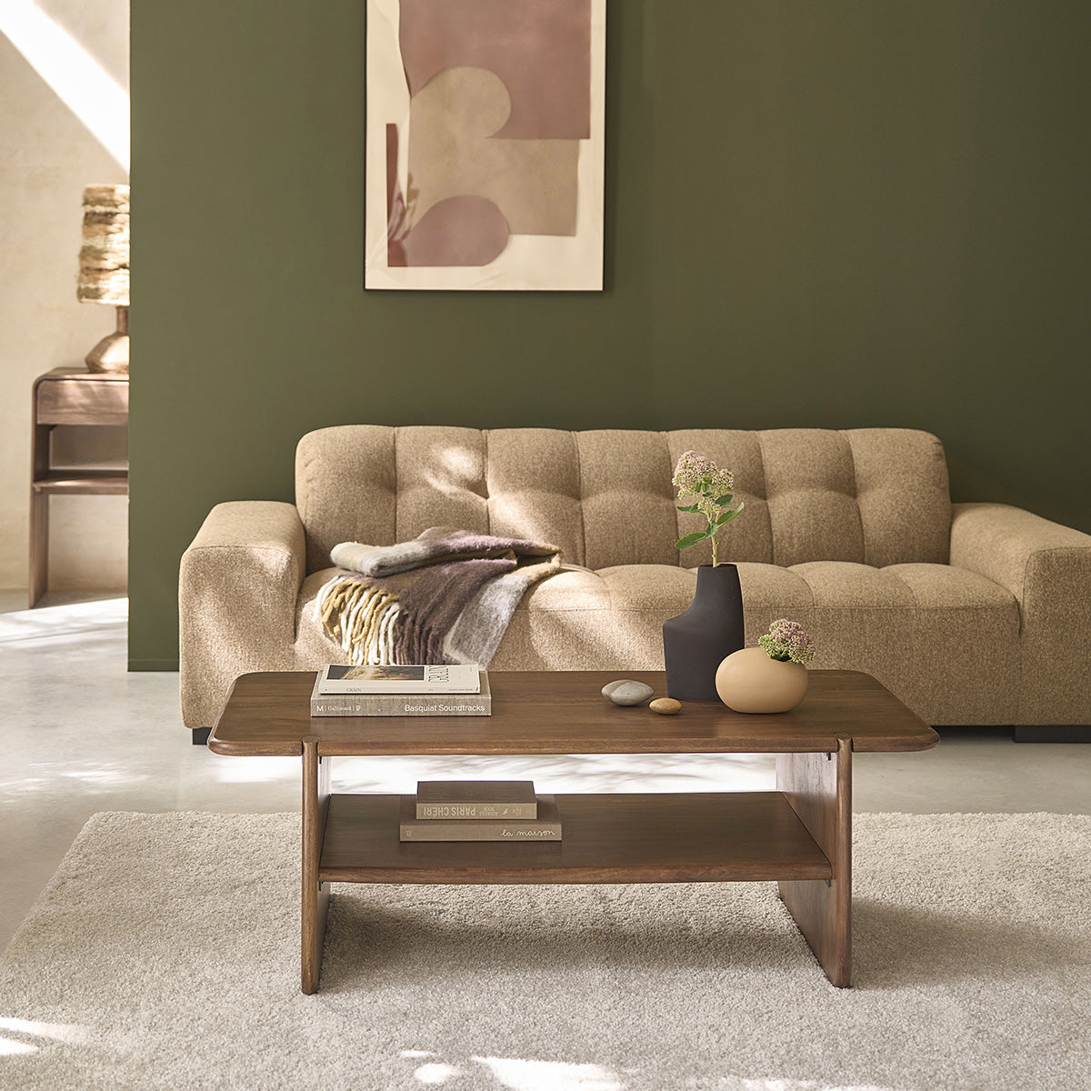 Berah Getah Sofia table basse 120 cm en manguier massif