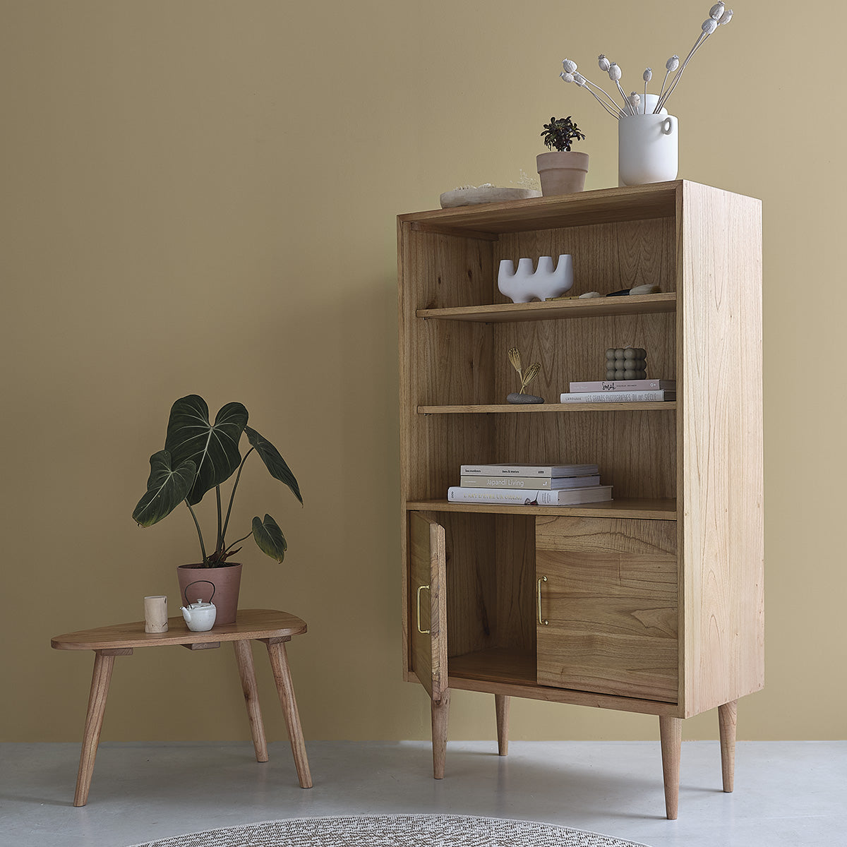 Berah Getah SUZANNE bibliothèque mindi 85 cm 2 portes