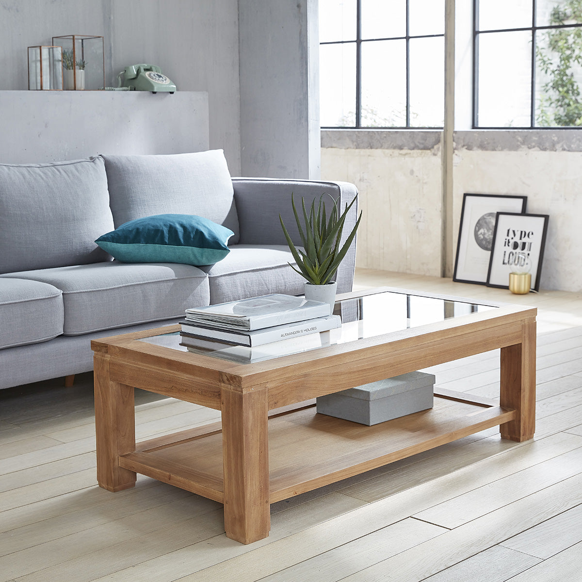 Berah Getah Boston table basse teck rectangulaire 120 cm