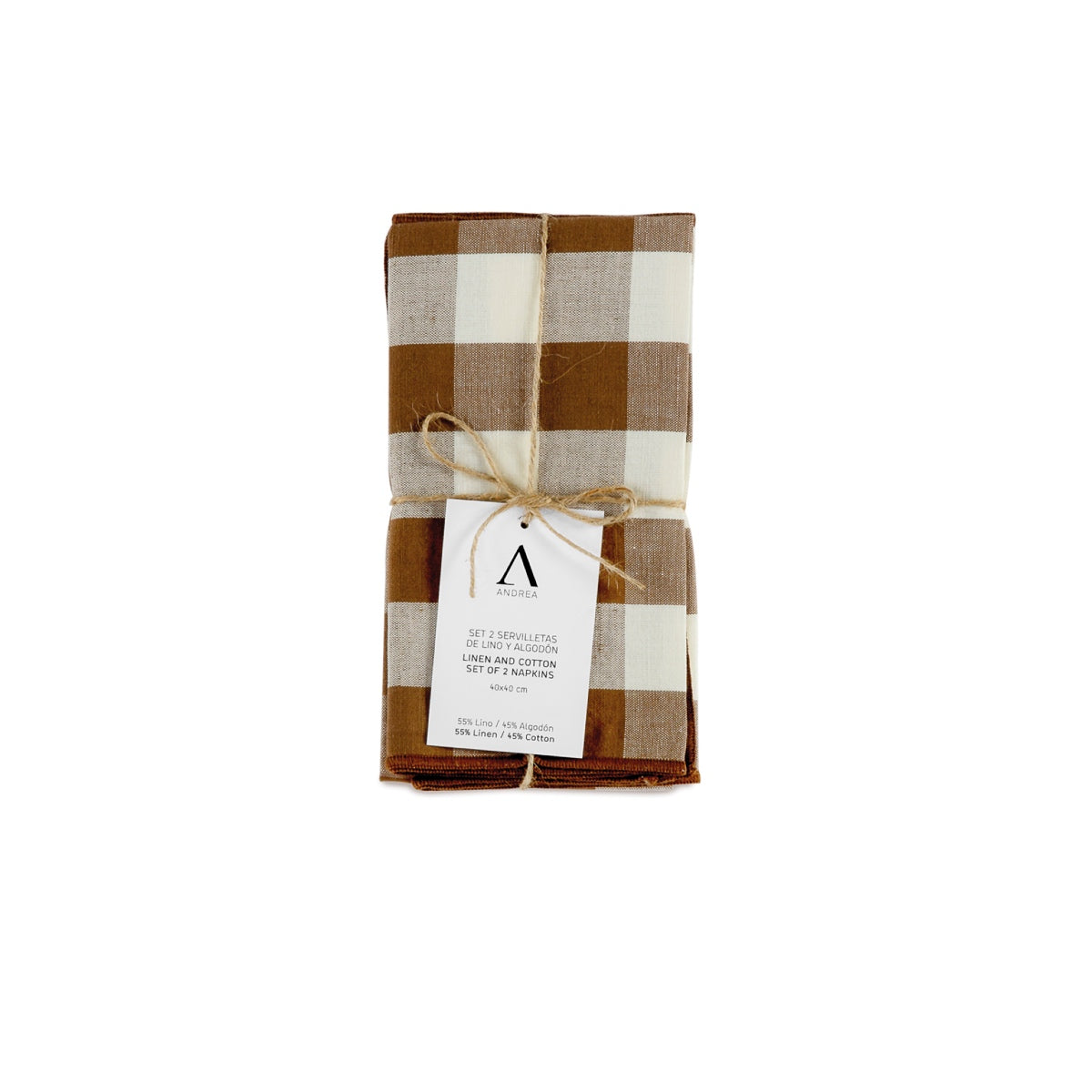 Andrea House Cocina lot 2 serviettes lin marron vichy
