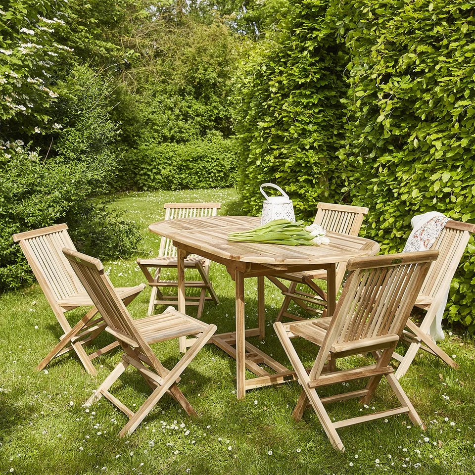 Berah Getah Melbourne salon de jardin teck 6 pers extensible