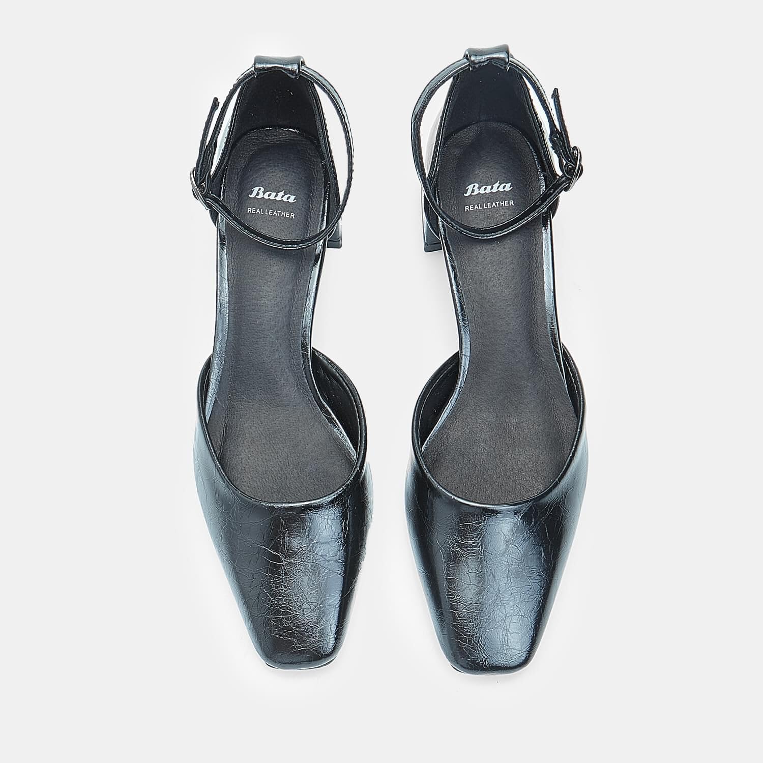 Bata Ballerines Mary Jane cuir noir bride cheville femme