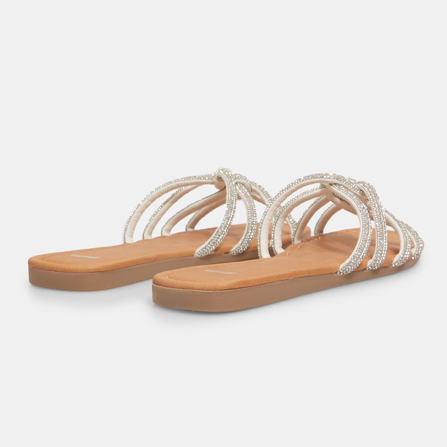 Bata Sandales Femme Mules Plates Lanières Strassées