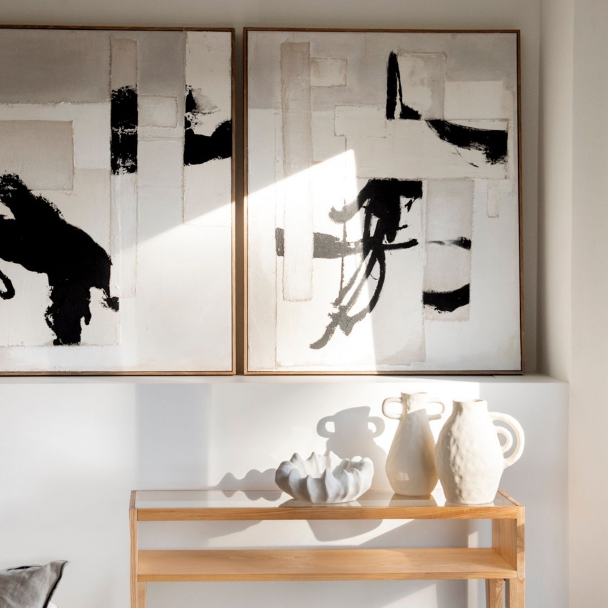 Andrea House Tokio tableau abstrait noir blanc 80x100 cm