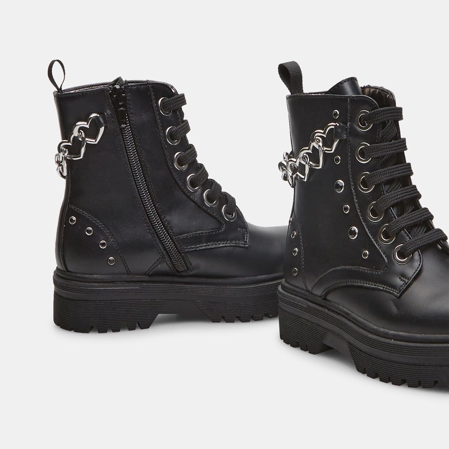 Bata Bottines combat fille effet cuir chaîne