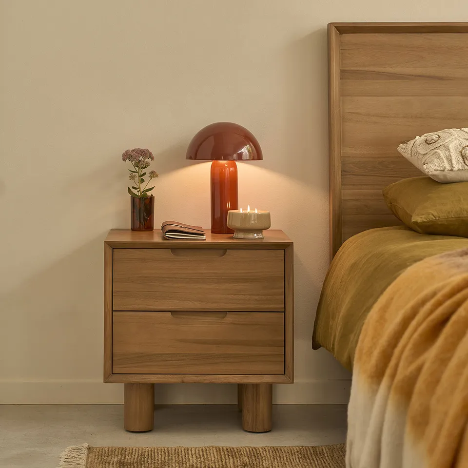 Berah Getah Gustave table chevet teck 50 cm naturel