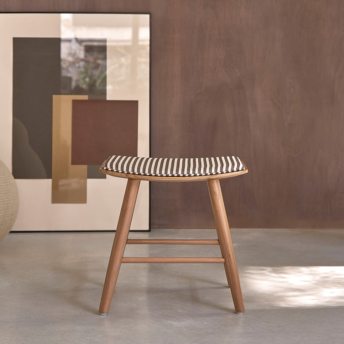 Berah Getah AMBRE Tabouret de bar teck 45 cm rayures