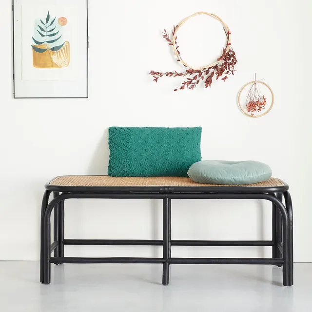 Berah Getah AVA banc rotin cannage 120 cm noir