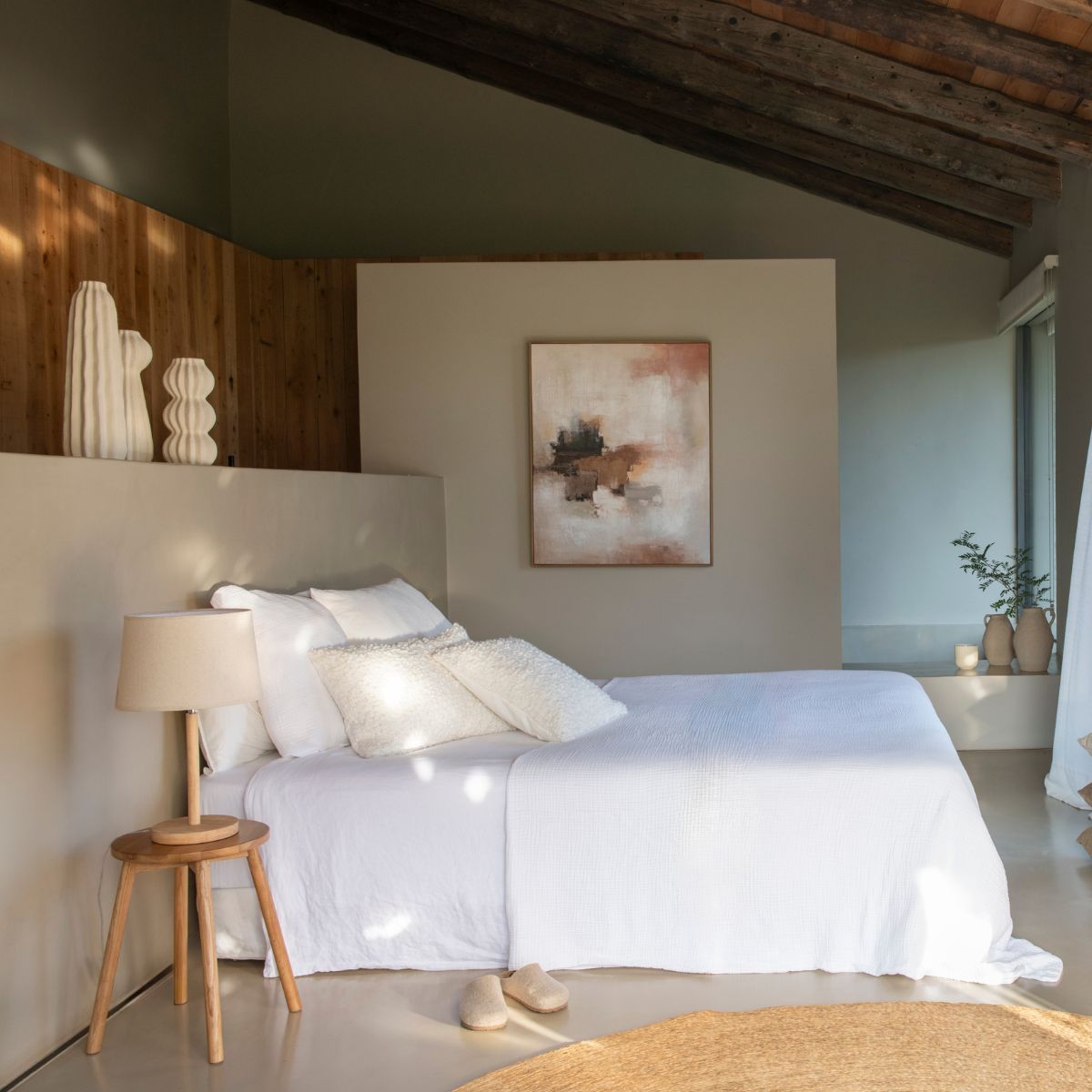 Andrea House Mueble tabouret bois de chêne salle de bain