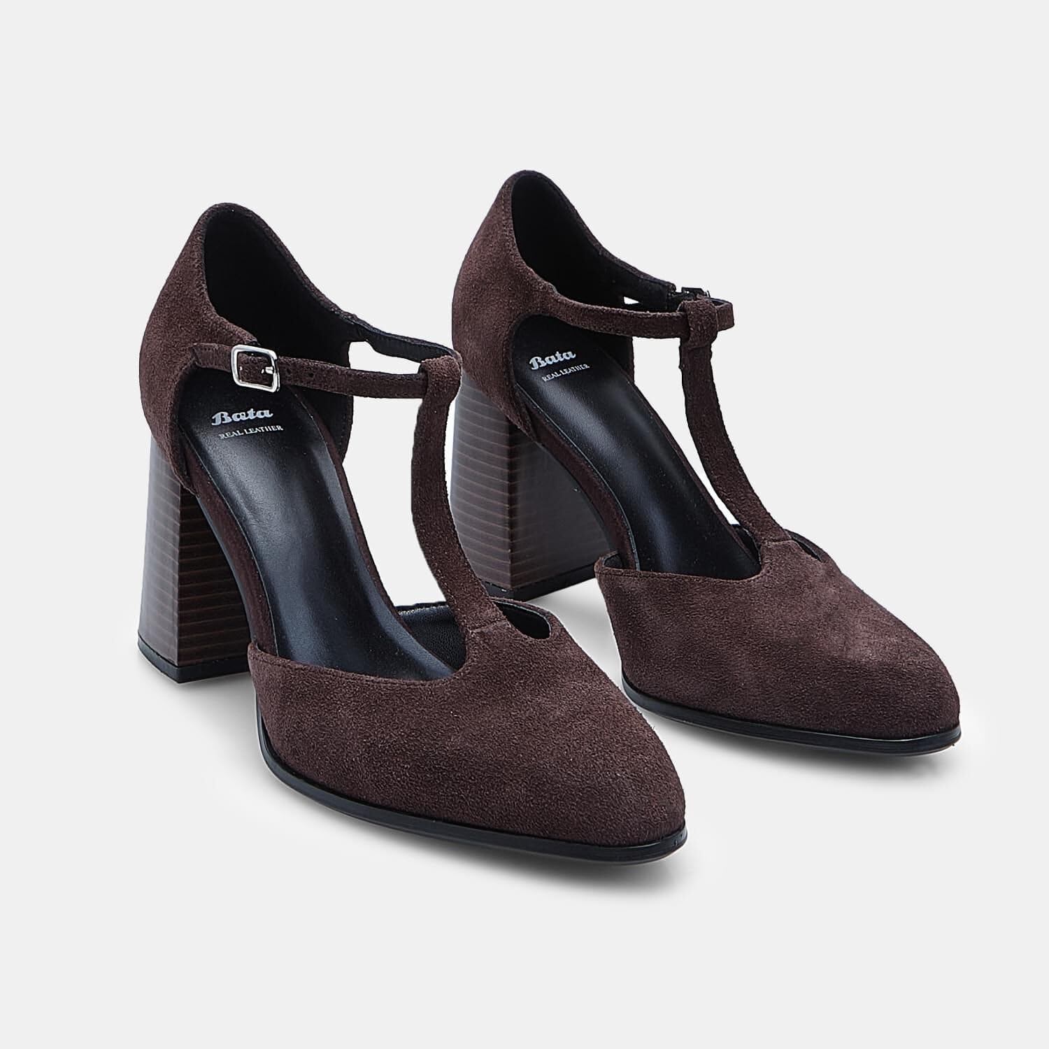 Bata Escarpins T-Bar daim femme élégants confortables