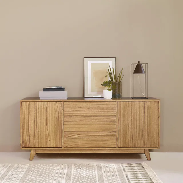 Berah Getah Fifties commode bois 160 cm naturelle