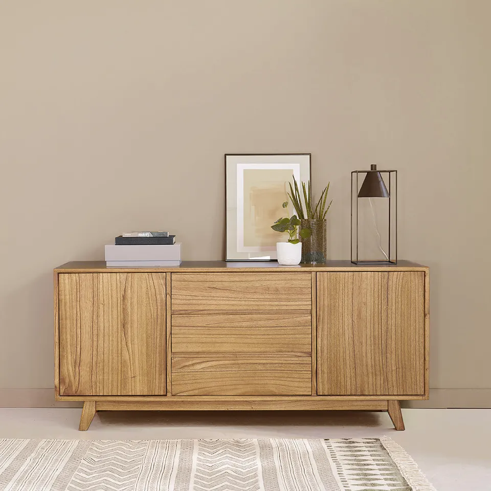 Berah Getah Fifties commode bois 160 cm naturelle