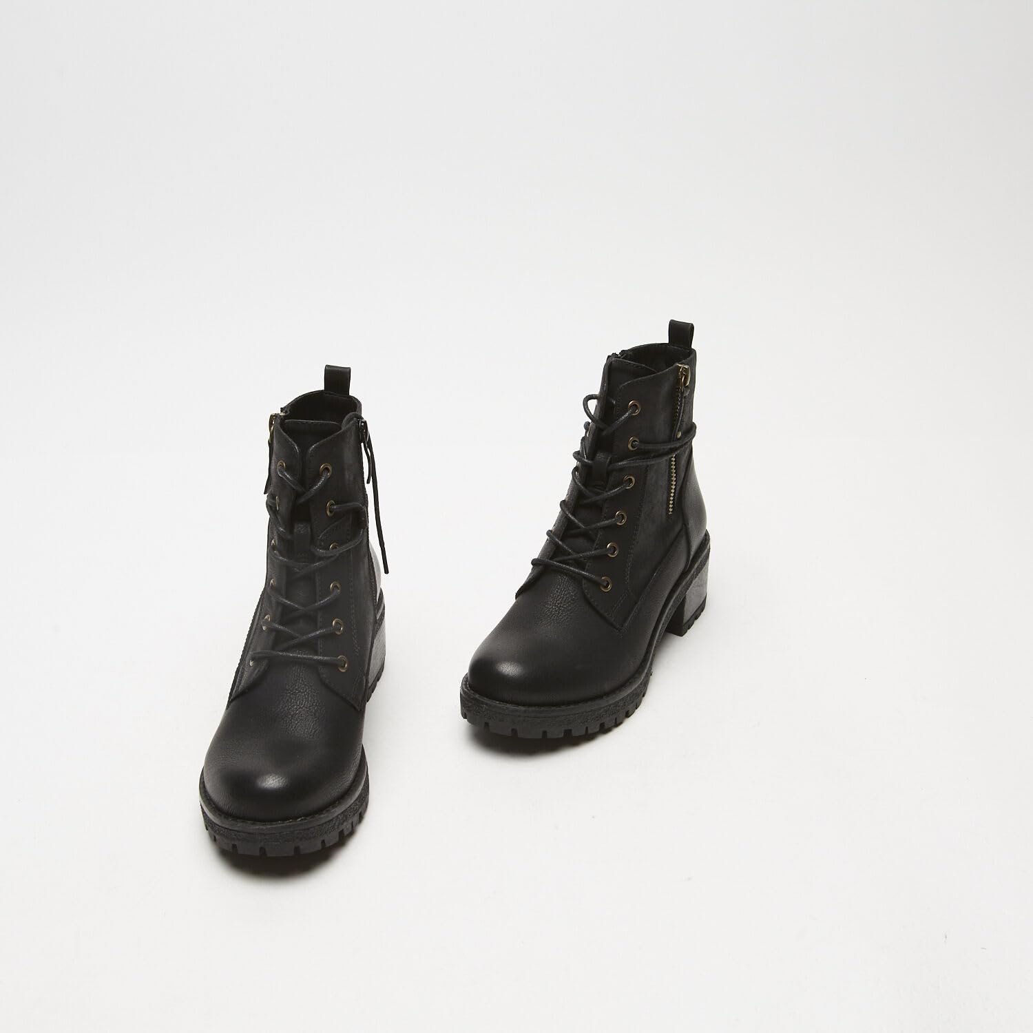 Bata Bottes de combat femme cuir noir zip