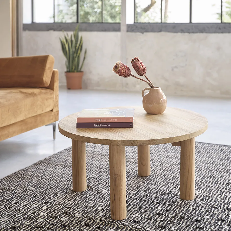 Berah Getah Aldo table basse teck massif Ø 80 cm ronde