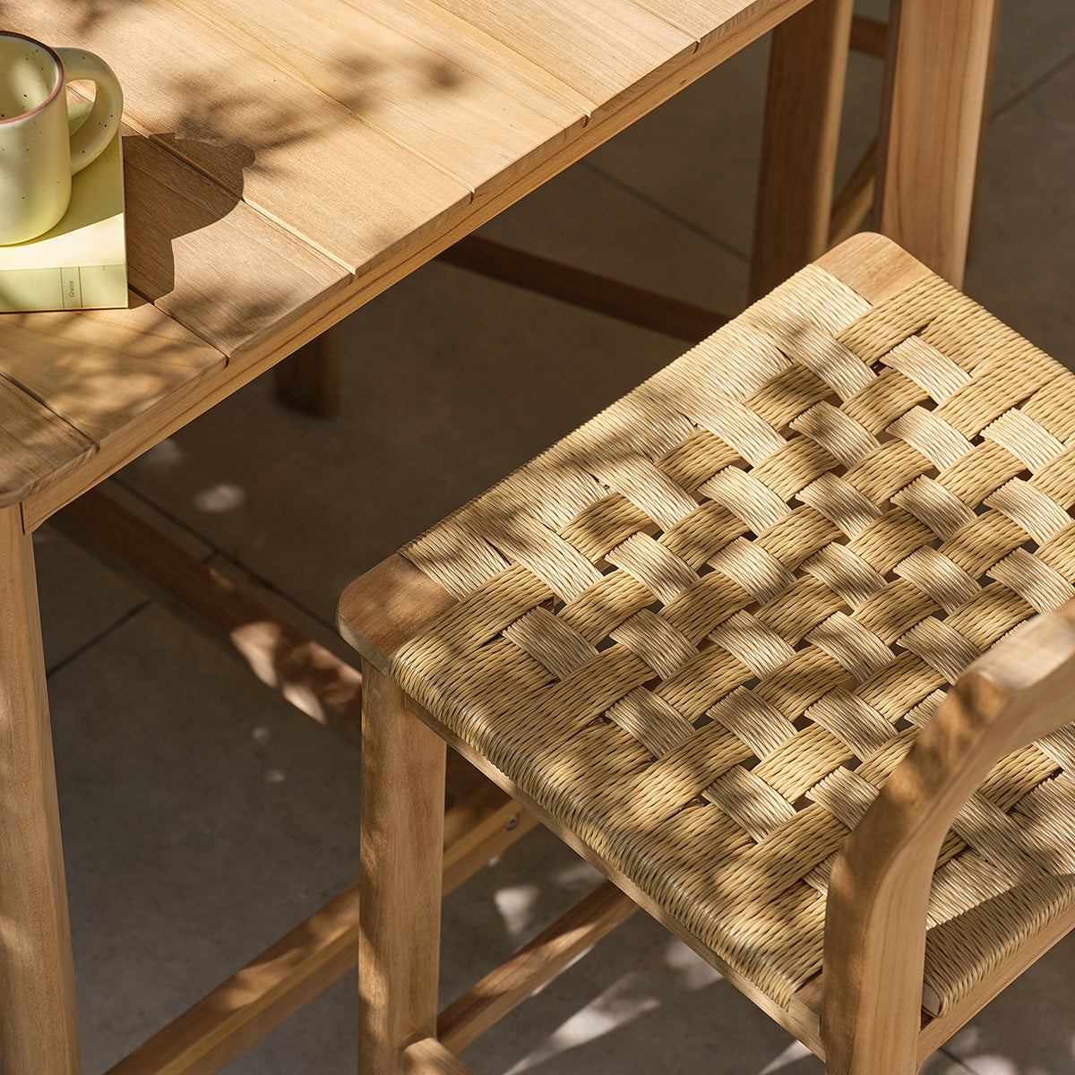 Berah Getah Piana table haute jardin teck 4 pers.